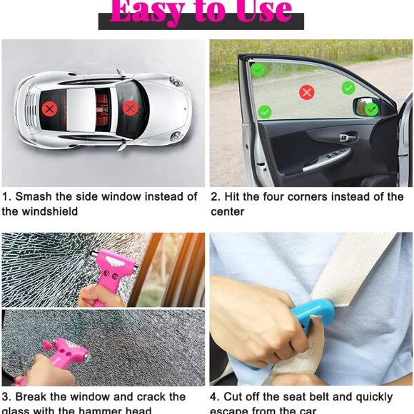 Car Safety Hammer, Automotive Window Breaker and Seatbelt Cutter for Women, Road - Picture 8 of 9